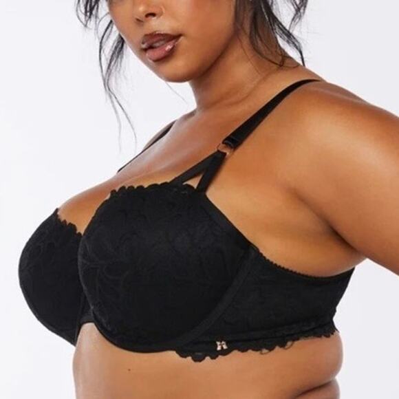 Savage x Fenty Black Lace Not Sorry Lightly Lined Balconette Bra Size 32C - Picture 6 of 15